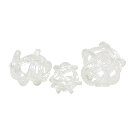 Clear Glass Knotted Ball Sculpture Set